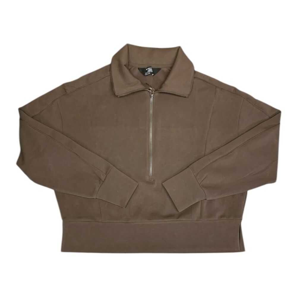 Brown - Member's Mark Women's Sandwash Half-Zip Pullover, Long Sleeve, Mock Coll